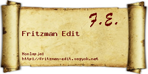 Fritzman Edit névjegykártya